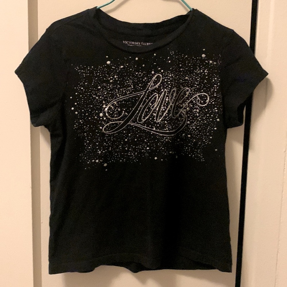 Victoria secret black T shirt with glitters - women - size XS